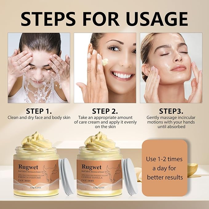 Orangic Beef Tallow for Skin and Face Care, Whipped Moisturizer for Sensitive Skin, 100% Grass Fed Beef Tallow, Natural Body Lotion, Coffee Vanilla - 4.23 fl.oz, 1 Pack