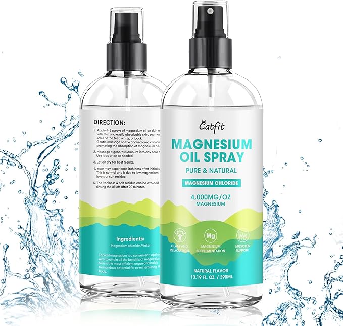 Magnesium Oil Spray - Pure & Natural Magnesium chloride Oil High Potency Trace Minerals - Topical Magnesium Spray for Feet and Sleep, Soothing Muscles, Mood Support - High Absorption - 390ml(13.19 Oz)