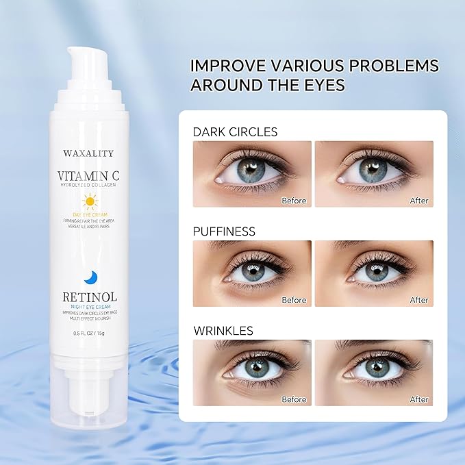 Under Eye Cream Dark Circles Under Eye Treatment Reduces Puffiness, Fine Lines, Wrinkles and Eye Bags - Vitamin C & Retinol Cream for Under Eye Care Day & Night (15 ML)