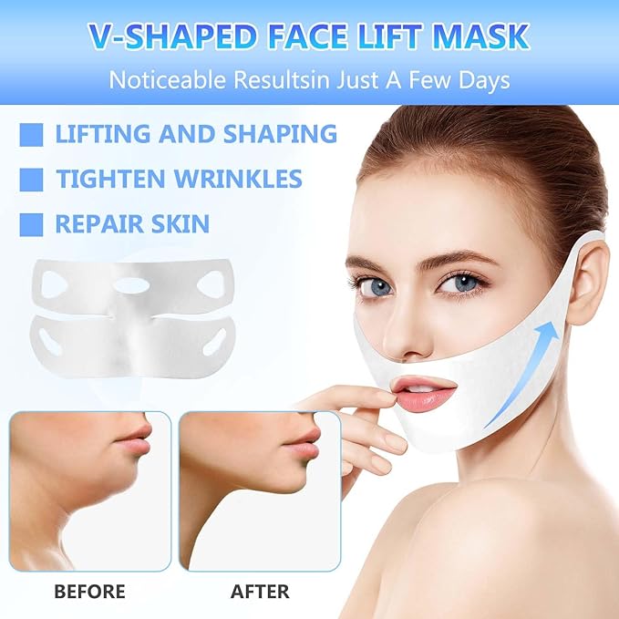 5PCS Bloskin Double Chin Mask Reusable,Bloskin Lifting Face Mask,Bloskin Double Chin Mask, Bloskin Lift,V Line Lifting Mask for All Skin Types,V Shape Face Lift Mask for Lifting and Firming the Face