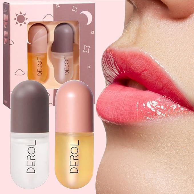 DEROL 2Pcs Natural Lip Plumper, Plant (5.5MLX2)