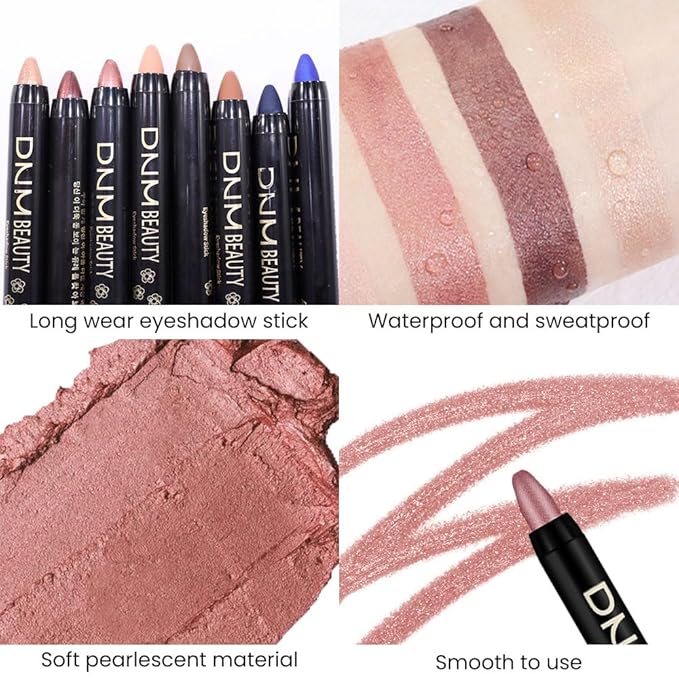 evpct Rose Shimmer Cream Eye Shadow Brightener Sticks Set for Eyes, Rose Shimmery Matte Pencil Eye shadow Applicator Stick Pen Palette Makeup Waterproof sombras en crema para ojos 27#