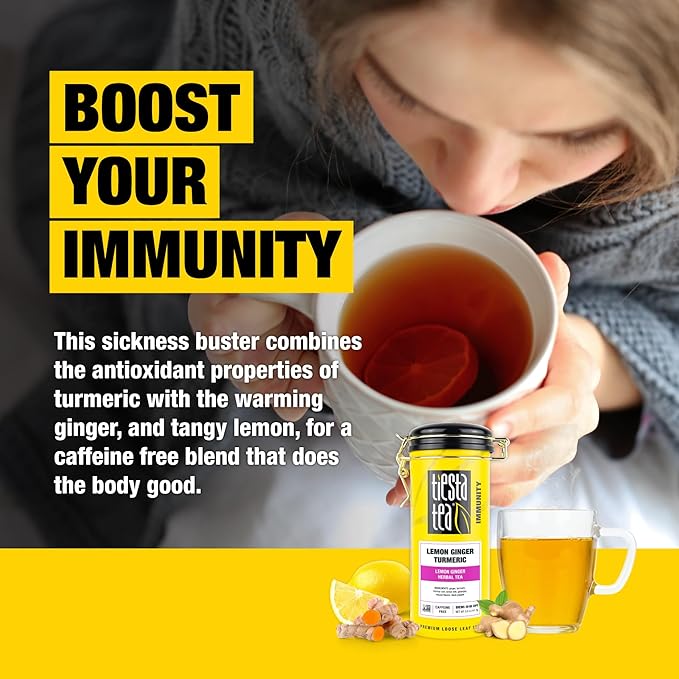 Tiesta Tea - Lemon Ginger Turmeric | Loose Leaf | Lemon Ginger Herbal Tea | Premium Blend | Non Caffeinated Herbal | Make Hot or Iced & Brews Up to 50 Cups | 5 Ounce Refillable Tin