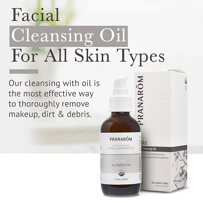 Pranarom - Pure Facial Cleansing Oil (4oz / 120ml) - 100% Pure & Natural Essential Oil Facial Cleanse for Makeup & Impurity Removal
