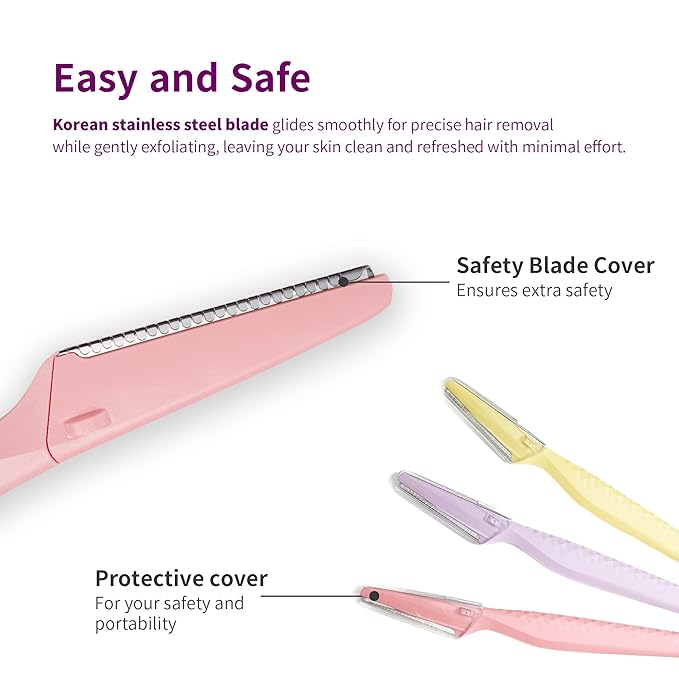 Dorco Tinkle Everglow, 12 Razors (4 Packs of 3), Eco-Friendly Dermaplaning Tool, Multipurpose Eyebrow Razor & Face Shaver