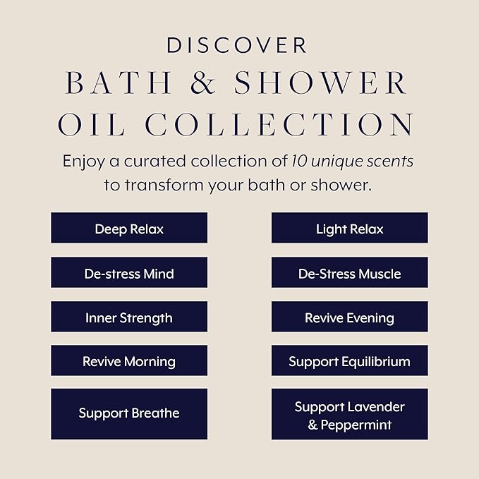 Aromatherapy Associates Essential Oil Blends for Dry Skin Oil & Body Oil for Men & Women, Luxury Shower Oil for Daily Aromatherapy Bath & Body Care, 10 Pack (0.10fl oz Each), Decorative Gift Box