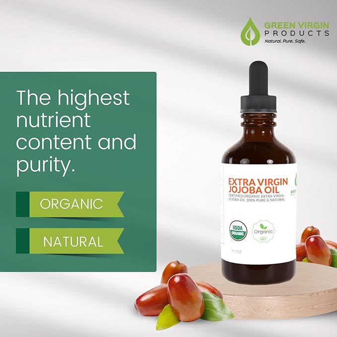 100% Pure Organic Jojoba Oil - 4 Fl Oz (Pack of 1)