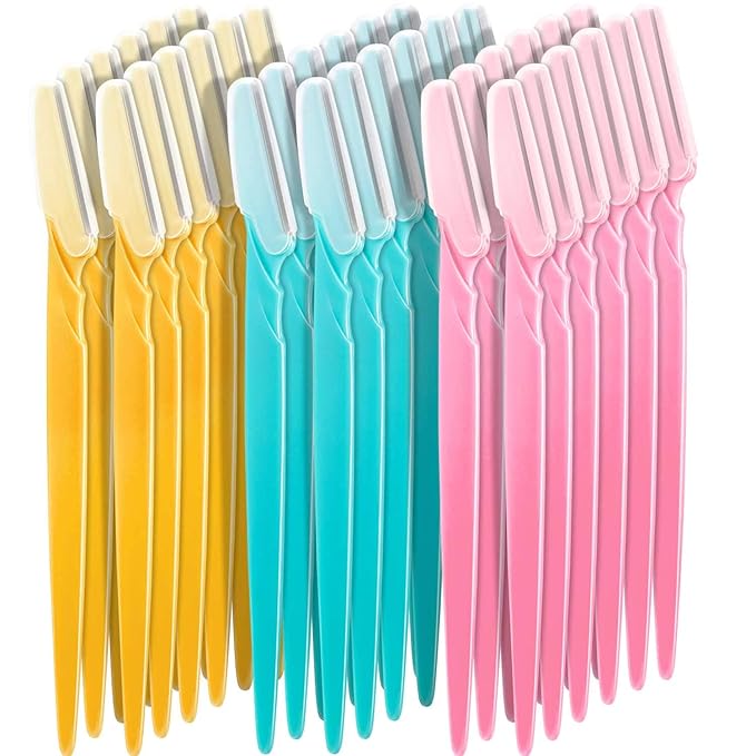 Boao 60 Pieces Eyebrow Razor Shaver Dermaplaning Tool Hair Shavers for Women and Man Face Microblades Shaper Trimmer with Precision Cover Skincare Party Favors