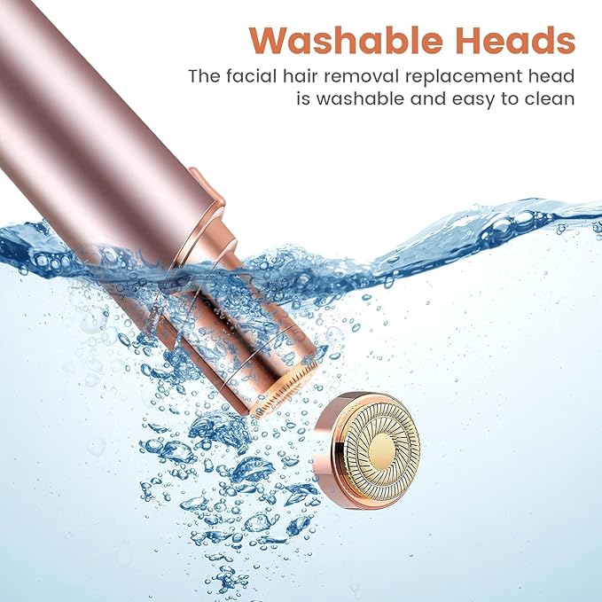 Facial Hair Remover for Women- as Seen on TV Painless Face Shaver -Mini Hair Remover, Electric Razor Shaver Portable Bikini Epilator for Lips, Chin, Armpit, Peach Fuzz, Fingers, Neck, Cheek(Champagne