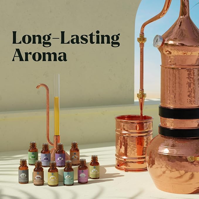 Essential Oils Set - 10pc Aromatherapy Oil in Portable Bag - Diffusers, Humidifiers, Yoga, DIY Cleaning Products, Candle Making, Soaps - Peppermint, Tea Tree, Lavender, Eucalyptus, Lemongrass (10mL)