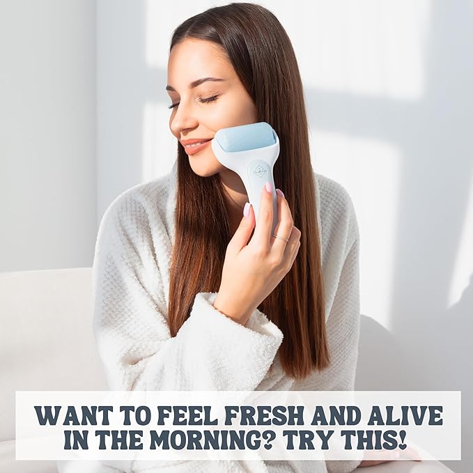 Facial Ice Roller for Face Premium with Carry Case and 2X Rollers for Long Lasting Cold - Eye Roller for Puffy Eyes & Cold Massage for Migraines (Ice Roller)