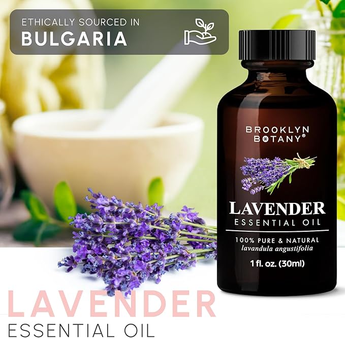 Brooklyn Botany Lavender Essential Oil – 100% Pure and Natural – Premium Grade Oil with Dropper - for Aromatherapy and Diffuser - 1 Fl Oz