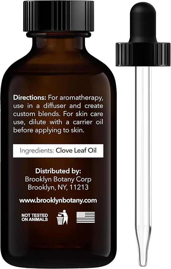 Brooklyn Botany Clove Leaf Essential Oil – 100% Pure and Natural – Premium Grade Oil with Dropper - for Aromatherapy and Diffuser - 1 Fl Oz