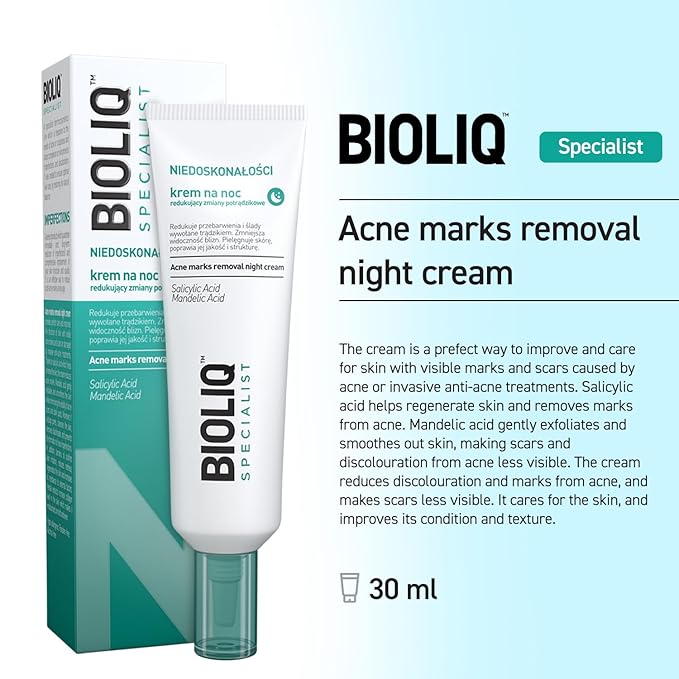 Specialist Acne Marks Removal Night Cream - with Salicylic Acid, Mandelic Acid, and Tamanu Oil, Reduces Scars and Discoloration - 30 ml