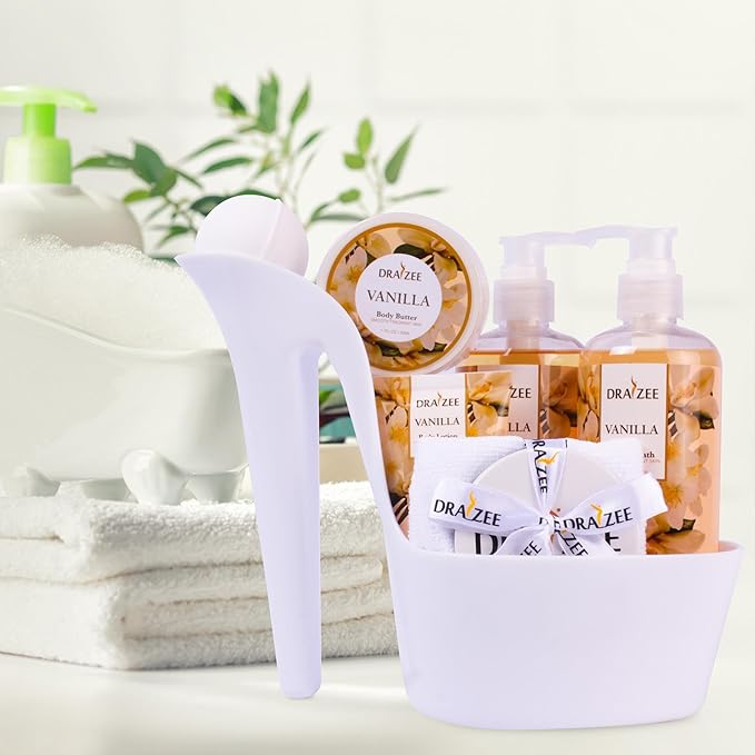 Draizee Mothers Day Gifts for Mom - Spa Gift Baskets for Women - 8 Pcs Luxury Vanilla Scented Heel Shoe Design Bath and Body Spa Set-Self Care Package for Women, Presents for Mom-Body Care Set for Her