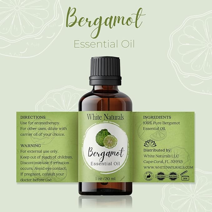 Organic Bergamot Essential Oil - 100% Pure & Natural -Premium Therapeutic Grade with Premium Glass Dropper - Undiluted Natural/Homeopathic Aromatherapy Scented, Great for DIY Soap Making, Massage