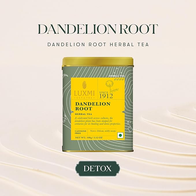 Luxmi Estates - Pure Dandelion Herbal - Organic Dandelion Tea - Loose Leaf - 100g (50 Cups) | With Pure Dandelion Root | Single Ingredient | Great for Detox
