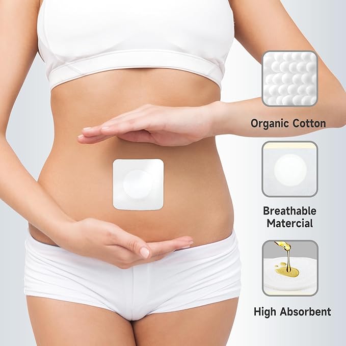 108 Pcs Disposable Castor Oil Patches for Belly Button,White Castor Oil Pack Belly Wrap Cover