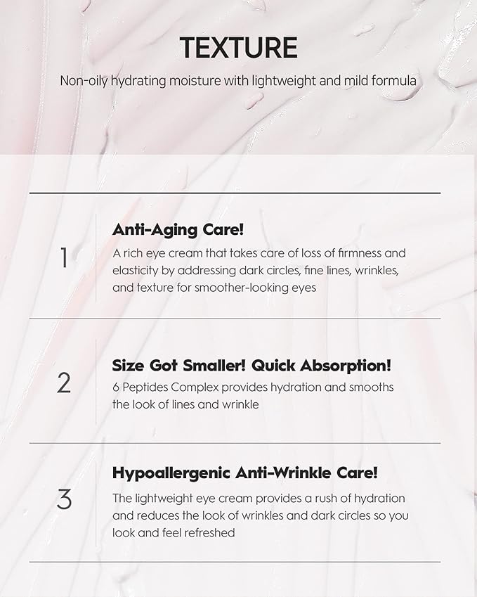 [K Beauty Snp] Peptaronic Eye Cream | Peptide and Hyaluronic Acid Eye Cream | Under Eye Cream for Dark Circles | Eye Repair Cream | Korean Skin Care | Puffy Eyes Treatment | 1.69 Fl Oz