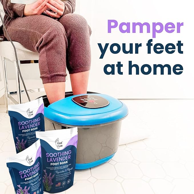 Soothing Lavender Foot Soak with Epsom Salt - Best Toenail Treatment, & Softens Calluses - Soothes Sore & Tired Feet Tea Tree Oil Foot Balm/ Moisturizer For Dry Cracked Feet