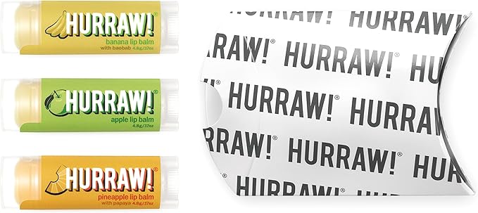 Hurraw! Banana, Apple, Pineapple Lip Balms, Palm