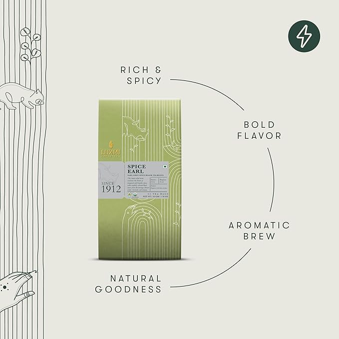 Luxmi Estates Spiced Earl Grey Tea 25 Tea Bags (50g) Pack | Certified Organic Black Tea