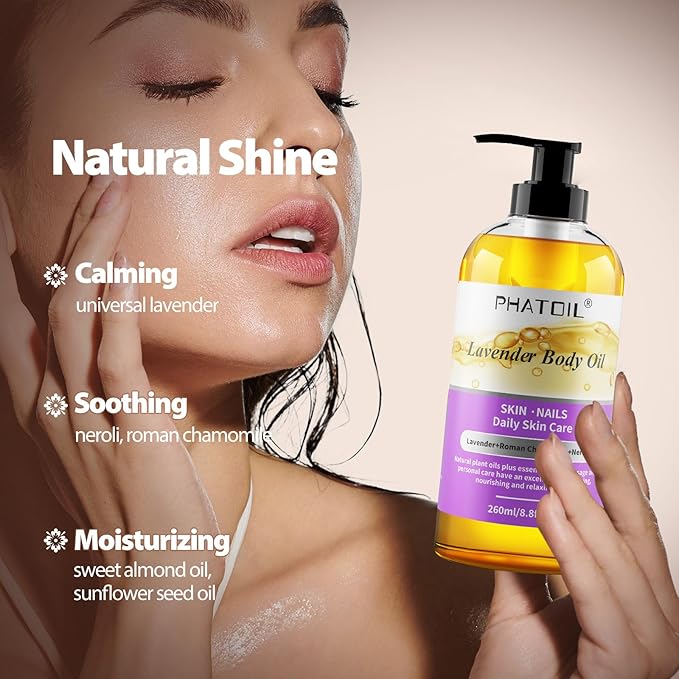 Lavender Body Oil 8.8fl.oz and 4fl.oz Organic Cold Pressed Castor Oil