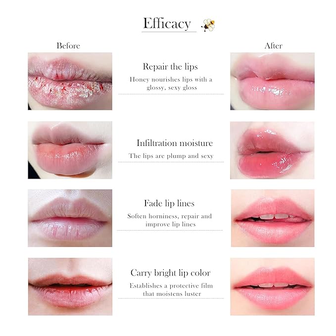 2Pcs Honey Strawberry Lip Balm Honey Exfoliator