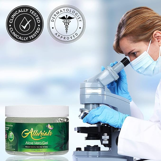 100% Pure & Organic Aloe Vera Gel, Clinically tested & Dermatologist approved, Hydrates & Heals Dry & Damaged Skin & Hair- 12 Oz