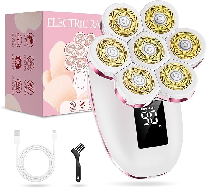 Electric Razors for Women,7D Gifts for Women,Cordless Electric Shaver with Detachable Head Wet/Dry Facial Hair Remover for Legs Painless Water Resistant (Pink)