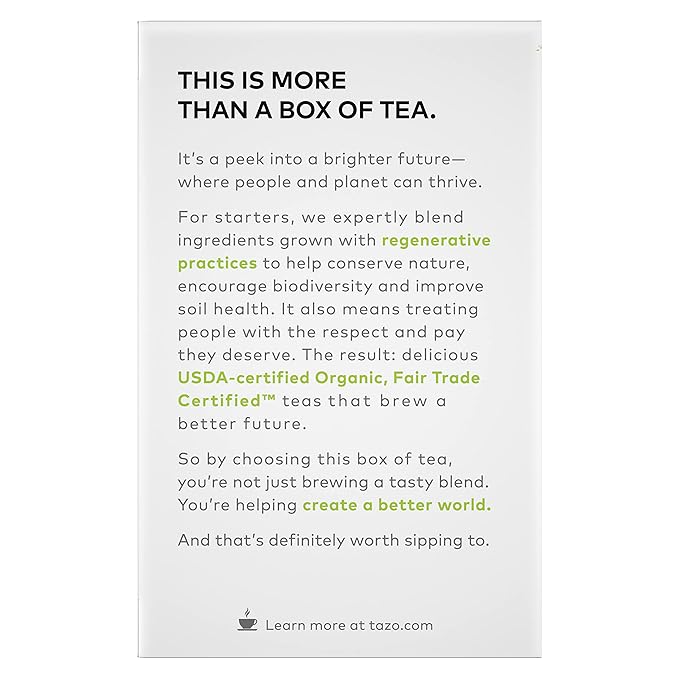 TAZO Organic Zen Green Tea, Caffeinated Tea with Refreshing Lemongrass & Spearmint, 16 Total Bags