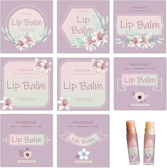 CRASPIRE Lip Balm Labels 80pcs Homemade Purple）
