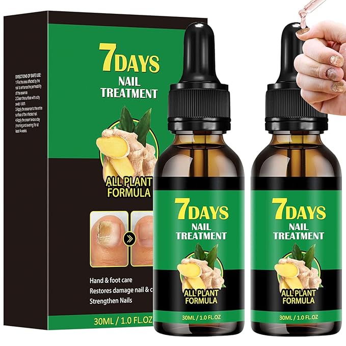 7days Ginger Nail Treatment 2Pcs Nail Support Nail Care, Nail Treatment, Ginger Nail Growth Serum, Ginger Cuticle Care Oil for Nails,Cuticle Serum for Nails