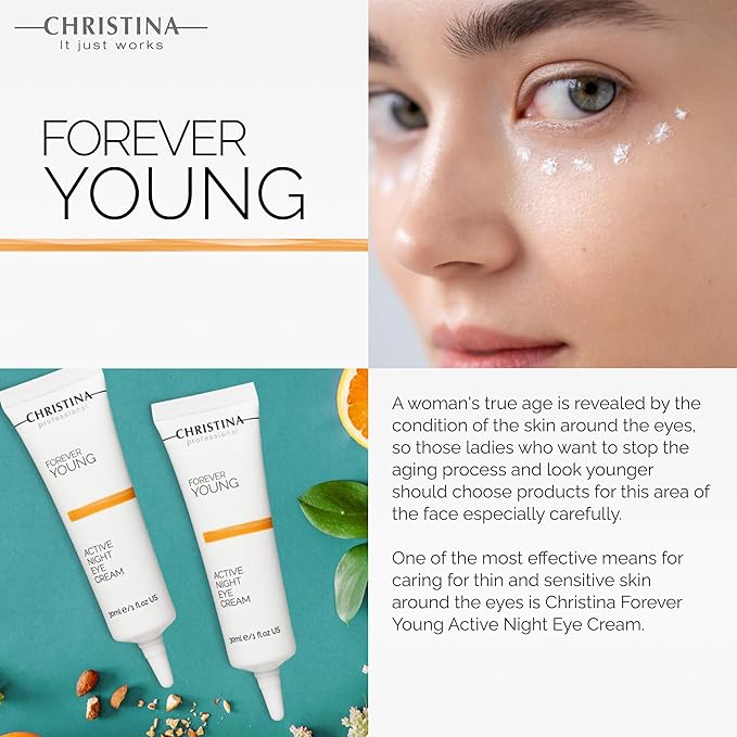 '-CHRISTINA- Forever Young Active Eye Night Cream with Retinol | Avocado Oil Eye Cream | Rejuvenates, Moisturizes, and Nourishes the Skin 30ml