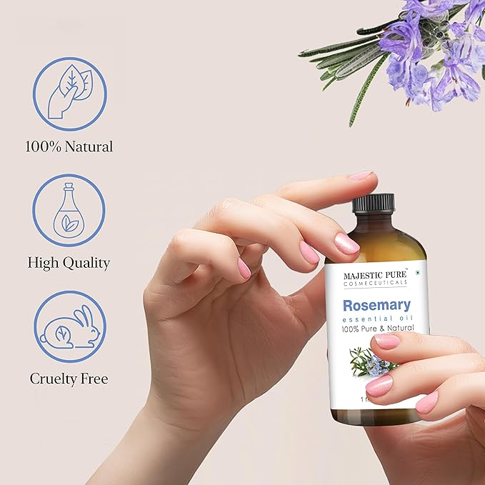 Majestic Pure Rosemary Essential Oil - 100% Pure & Premium Oil for Hair Growth, Skin, Face, Aromatherapy & Diffuser - 1 fl oz | Perfect Oil for Hair Growth