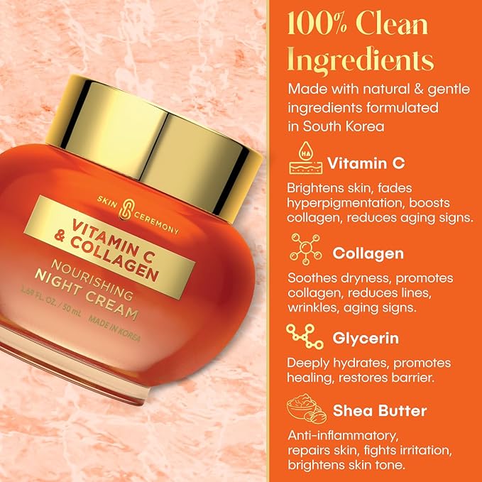 Vitamin C & Collagen Face Moisturizer - Anti-Aging, Skin Tightening, Reduces Wrinkles - Dermatologist Tested, Cruelty-Free Korean Skin Care for All Skin Types - 1.69 Fl. Oz