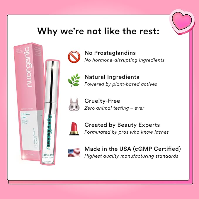 'Cosmic Lash' Eyelash Serum | Lash Growth Serum Without Prostaglandins | Thicker, Longer, More Defined Lashes Naturally | 4 Months Supply XL Size | Made in USA, cGMPA Certified Lab