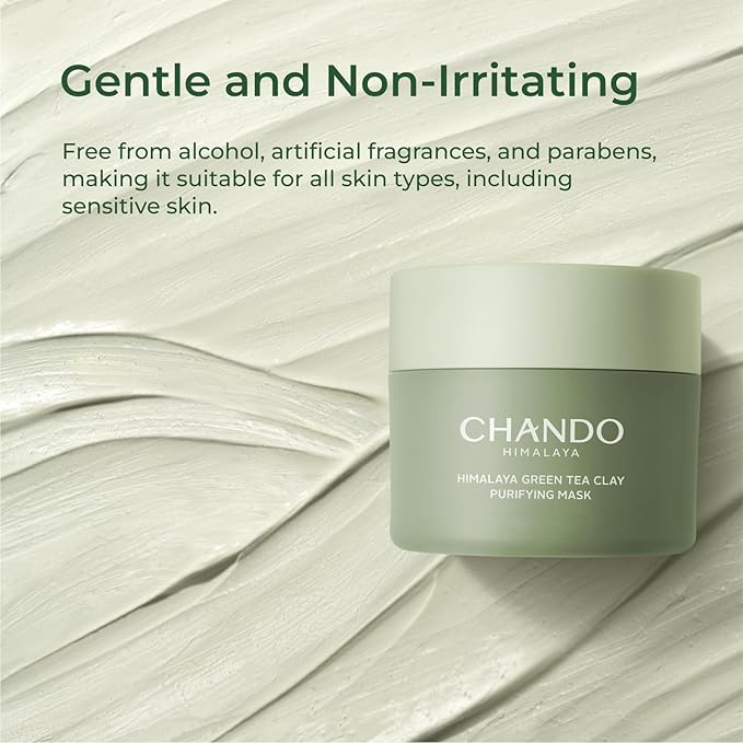 Purifying Green Tea Mask, Natural Facial Clay Mask Deep Pore Cleansing with Green Tea Extract and Portulaca Extract, for Clogged Pores, Detoxifies & Balance Oil, 3.52 fl.oz