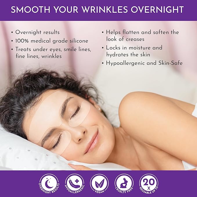 20X Reusable Expression Line Smoothing, Medical-Grade Silicone for Overnight Wrinkle Reduction & Anti-Aging Hydration, Beautify Brow Lift Forehead Anti-Wrinkle Patch