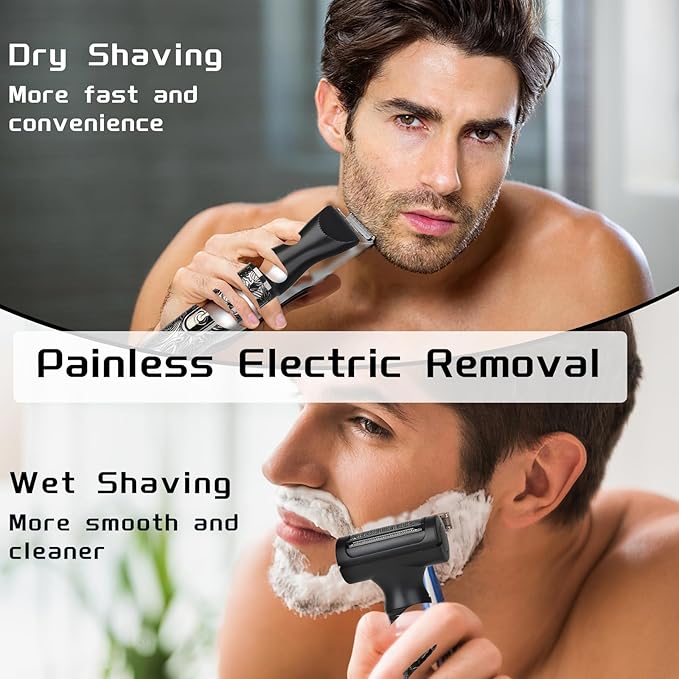 Electric Shaver for Men & Women, 2025 Wet Dry Cordless Razor with LED Display, Rechargeable Hair Remover with 4 Grooming Heads for Face, Body, Bikini, Nose, Legs and Eyebrows (Black)