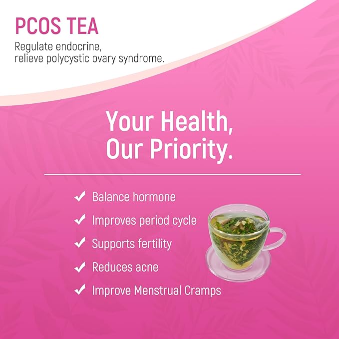 Laicuherb PCOS Spearmint Tea, for Women Hormone Balance & Promote Relaxation and Helps with Hirsutism and Acne, 10 Tea Bags Organic Spearmint Tea for Healthy Ovulation and Fertility