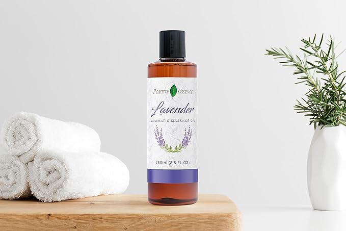 Lavender Massage Oil for Massage Therapy, Body Massage Lotion; Jojoba, Sweet Almond Oil for Skin, Vitamin E, and Pure Lavender Essential Oil, Body Oil Aceite para Masajes Relajantes