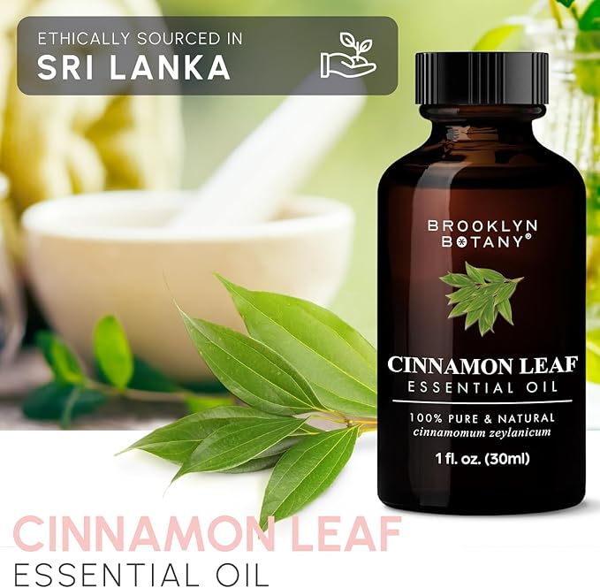 Brooklyn Botany Cinnamon Leaf Essential Oil – 100% Pure and Natural – Premium Grade Oil with Dropper - for Aromatherapy and Diffuser - 1 Fl Oz