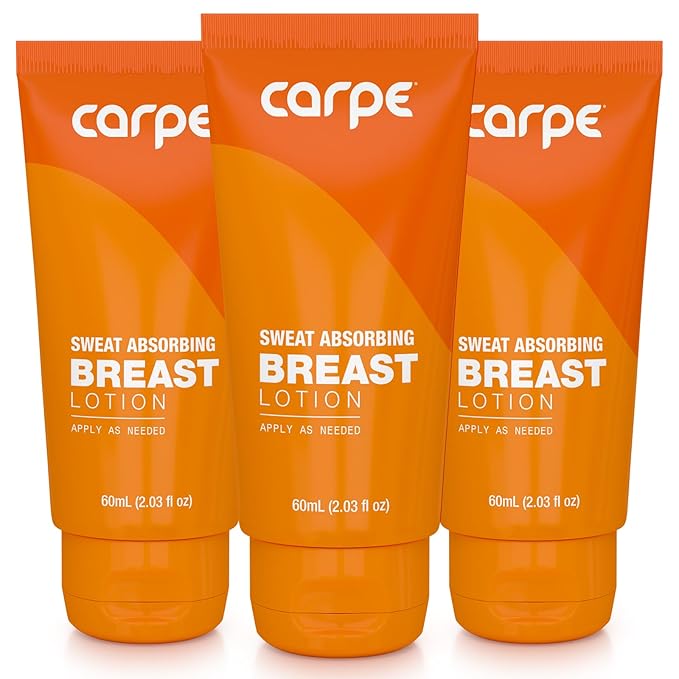 Carpe No-Sweat Breast (Pack of 3) - Helps Keep Your Breasts and Skin Folds Dry - Sweat Absorbing Lotion - Helps Control Under Breast Sweat - Great For Chafing and Stain Prevention