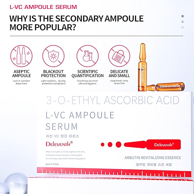 DEleventh Korean Brand Vitamin C Ampoule Serum 2ml × 7EAe / with Pro-Xylane, Anti-Aging, Brighten, Hydrate, and Smooth Skin, Creates a Radiant, Youthful Complexion