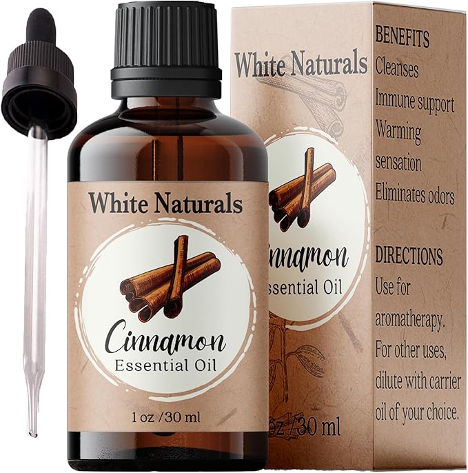 Cinnamon Essential Oil, 100% Pure Natural Organic Aromatherapy Oil for Diffuser/Humidifier, Steam Distilled, Therapeutic Grade, Perfect for Relaxation, Hair & Skin Care, DIY Soap & Candle Making