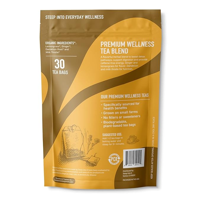 Organic Liver Detox Tea - Caffeine Free Skinny Tea - Herbal Slimming and Digestive Tea with Dandelion Root and Lemongrass - Daily Detox tea by Steep Into It (2.1 Ounce)