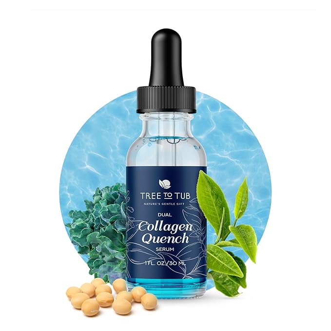 Tree To Tub Vegan Collagen Serum For Face - Botanically Enhanced Anti Aging & Plumping Serum For Women & Men With Sustainable Vegan Collagen For Face, Hyaluronic Acid, Blue Sea Kale & Green Tea