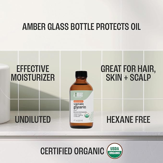 J MAC BOTANICALS, Organic Vegetable Glycerin (Glass Bottle)