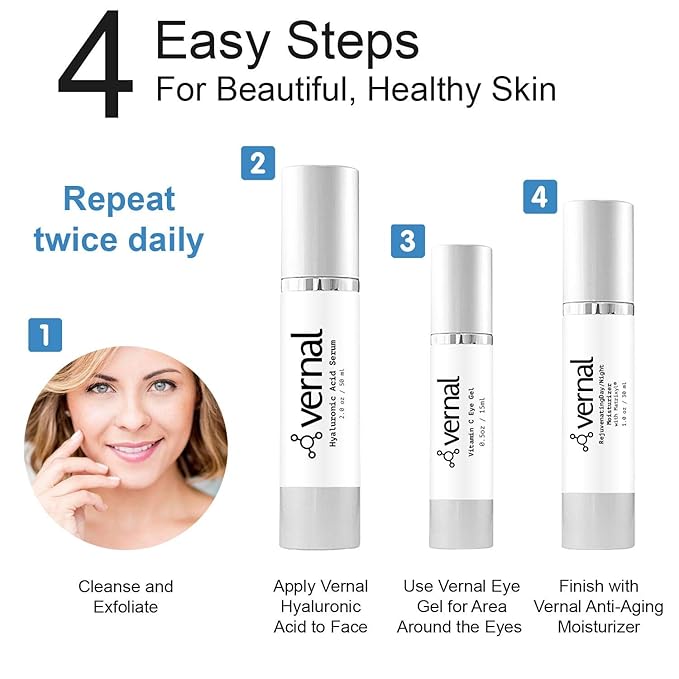 Vernal Anti Wrinkle Eye Cream - Vitamin C and Hyaluronic Acid Infused Collagen Eye Cream, Dark Circle Depuffing Eye Bag Cream for Dark Circles, Puffiness, Under Eye Bags, Crows Feet & Fine Lines